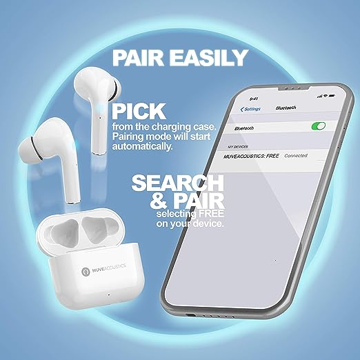 MuveAcoustics Free MA-3000PW True Wireless TWS Earbuds- Pure White MuveAcoustics Free MA-3000PW True Wireless TWS Earbuds- Pure White